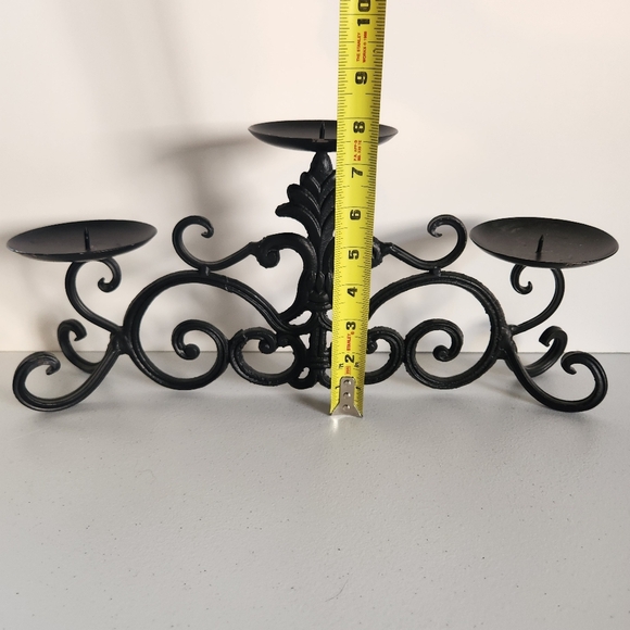 Vintage Black Metal Fireplace Candleabra Candle Holder Rustic Goth Farmhouse 90s - Picture 4 of 5
